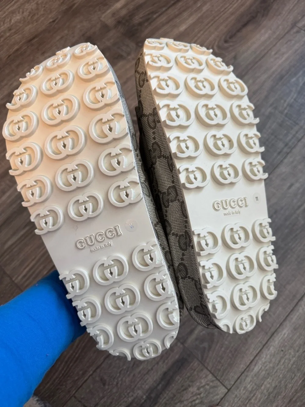 Gucci Beige and Grey GG Slide Sandals - Picture 7 of 10